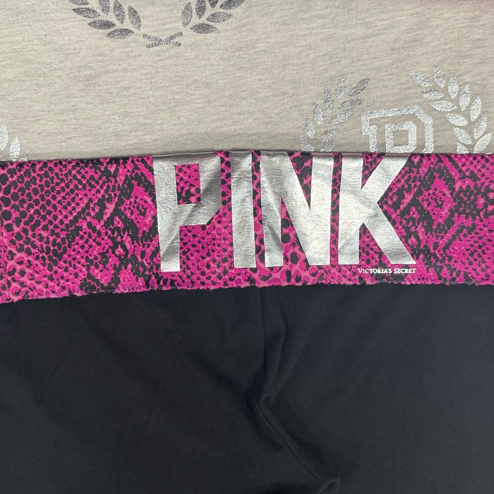 VS PINK VINTAGE SNAKESKIN FOLDOVER YOGA FLARES NWOT
